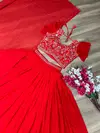 PC 333 Red Embroidery Georgette Party Wear Lehenga Choli Wholesale Price In Surat